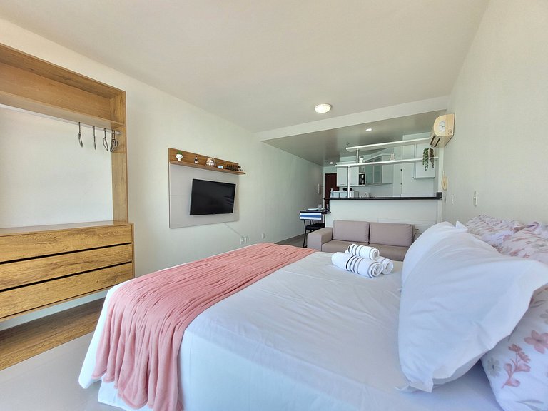 Loft Solar da Prainha - Cama Queen e vista do mar