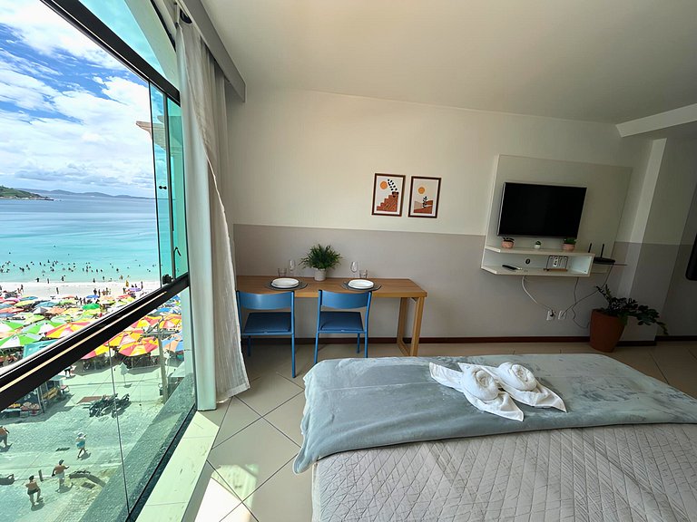 Loft Janela do Mirante - Cama King e vista do mar